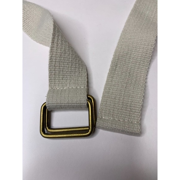 Mens Square Ring Belt Tweed Canvas Khaki Light 36" Inch Long - Picture 3 of 5